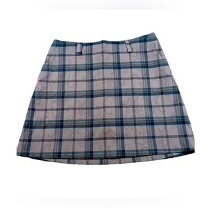 NWOT Nike Golf Skort Gray Plaid Paisley Lined With Under Shorts Athleisure Med